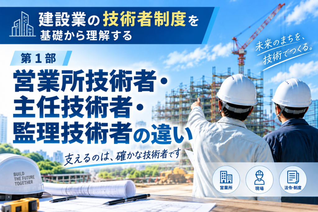 主任技術者・監理技術者の違いとは?営業所技術者・専任要件も解説【建設業の技術者制度 第1部(全4部)】