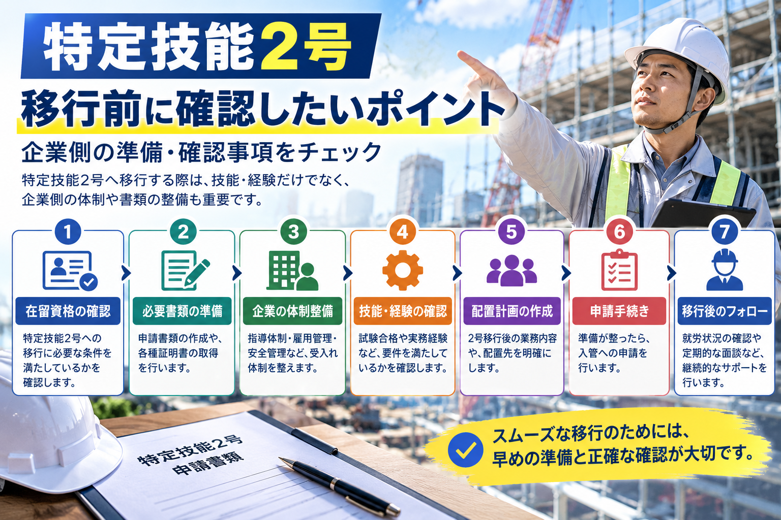 特定技能2号へ移行する前に建設会社が確認したいポイント