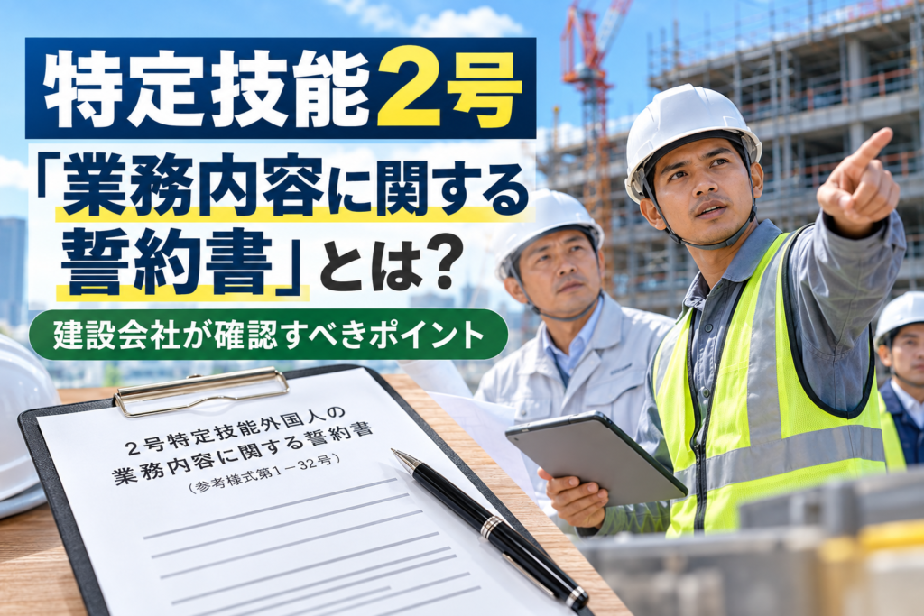 【特定技能2号】「業務内容に関する誓約書」とは？建設会社が確認すべきポイント