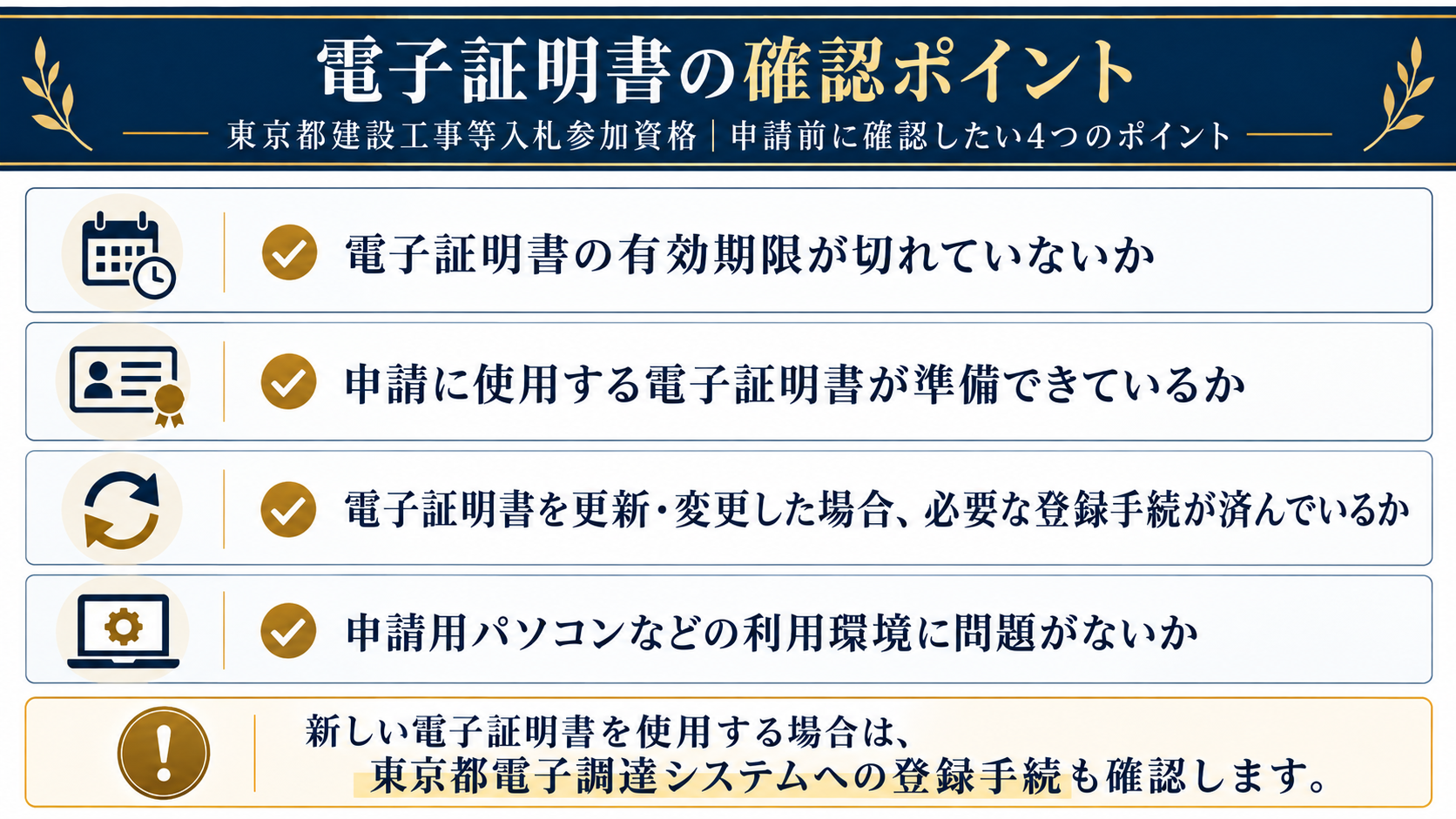 電子証明書の有効期限・準備・登録手続・パソコン環境の確認ポイント